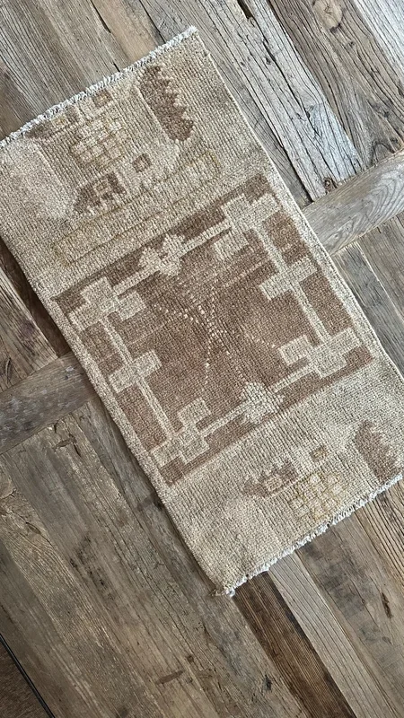 1’4 x 2’5 Antique Kars Rug Muted Camel Beige + Brown ‘4884
