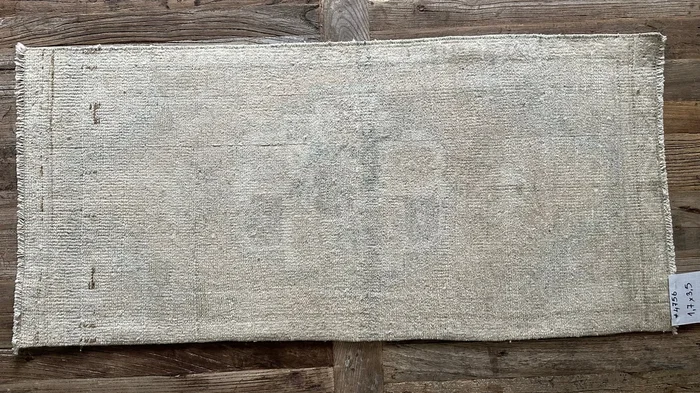 1’7 x 3’5 Vintage Taspinar Rug Muted Sea Foam Green and Beige ‘4756