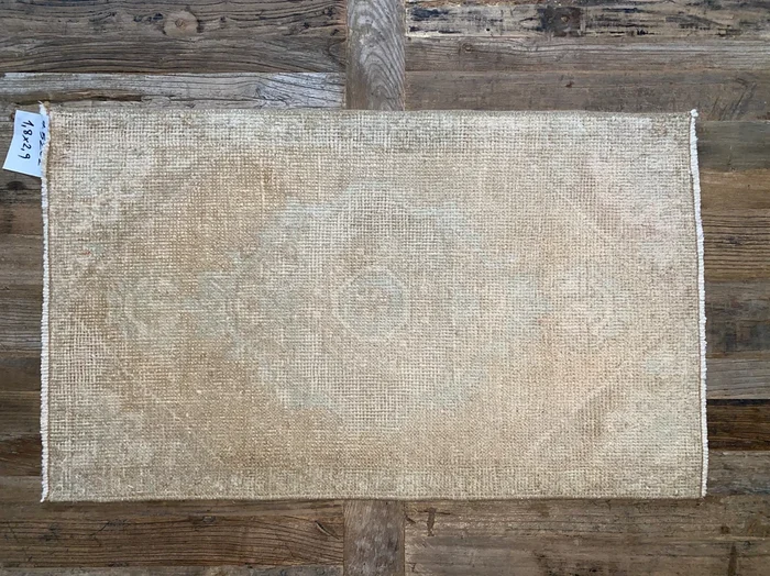 1’8 x 2’9 Vintage Oushak Runner Muted Light Camel, Greige & Blue-Gray ‘5202
