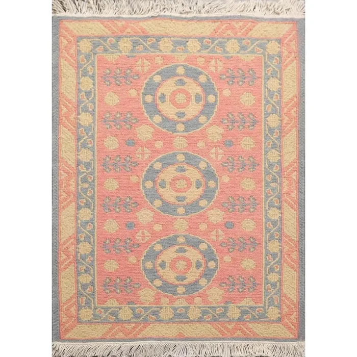 1’10”x2’7” Hand Knotted 100% Wool Oriental Area Rug Rose