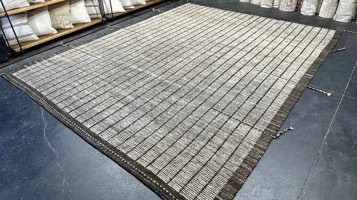10’1 x 13’1 Moroccan Rug Pure Organic Wool Natural Brown & Greige MK3988