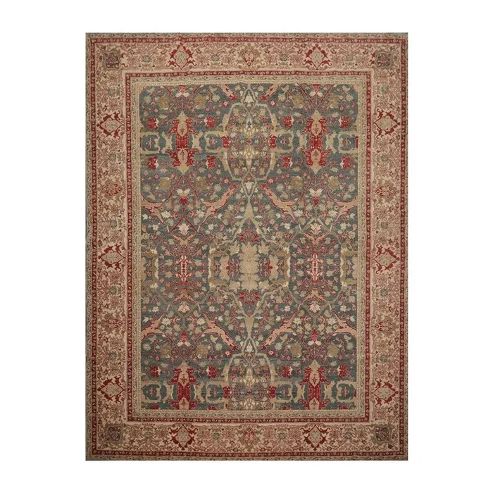 10×14 Blue, Beige Hand Knotted Super Fine Oushak 200 KPSI Wool Oriental Area Rug