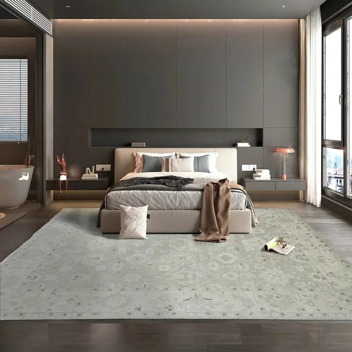 10×14 Gray, Beige Hand Knotted Afghan Oushak 100% Wool Traditional Oriental Area Rug