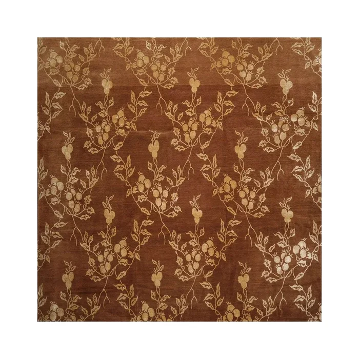 10’6″ x 10’6″ Lapchi Hand Knotted Wool & Silk Square Tibetan Oriental Area Rug Brown