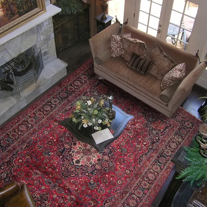 10’9″x16’5″ Palace Burgundy Hand Knotted 100% Wool Mashad Traditional 200 KPSI Oriental Area Rug