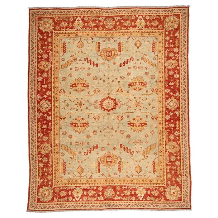 10′ 5″ x 13′ 0″ (10×13) Afghan Oushak Wool Rug #009564