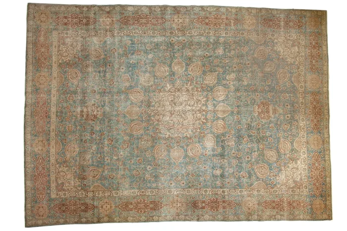 11×15 Vintage Distressed Tabriz Carpet