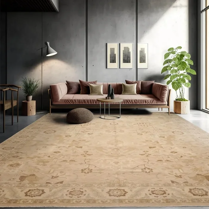 11’9″x17′ Palace Beige Hand Knotted Oushak 100% Wool Traditional 200 KPSI Oriental Area Rug