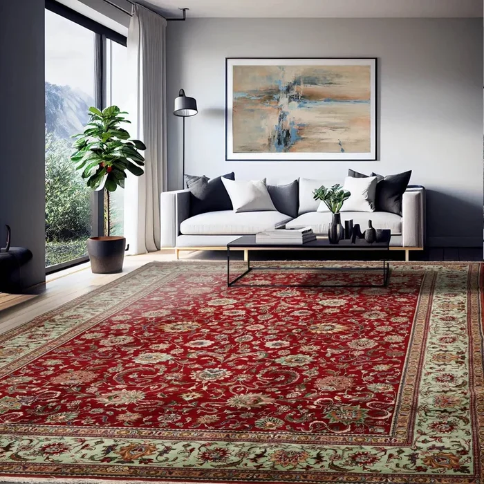 11′ x15’Hand Knotted 100% Wool Tabriz Traditional Oriental Area Rug Red, Mint Color