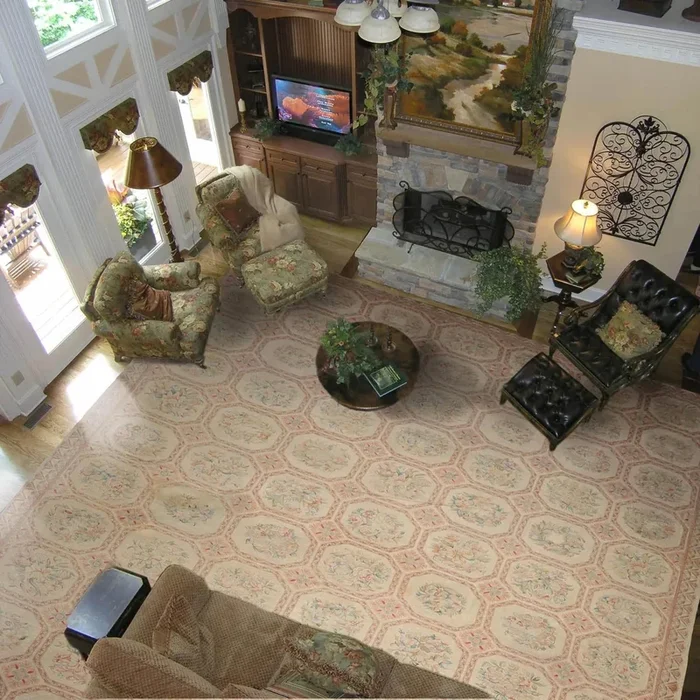 12’5″x21’11” Palace Beige Hand Knotted Flat Weave 100% Wool French Aubusson Traditional Oriental Area Rug