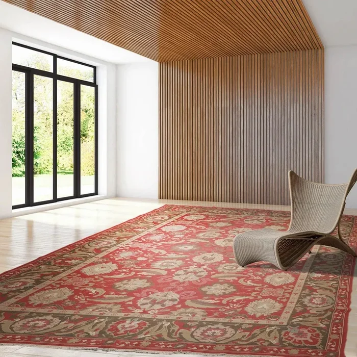 13’4”x18′ Hand Knotted 100% Wool Traditional Oriental Area Rug Rose, Gray Color