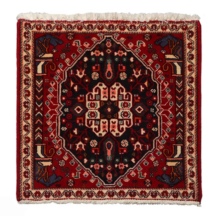 2×2’1” Square Hand Knotted Wool Navy Abadeh Traditional Rug
