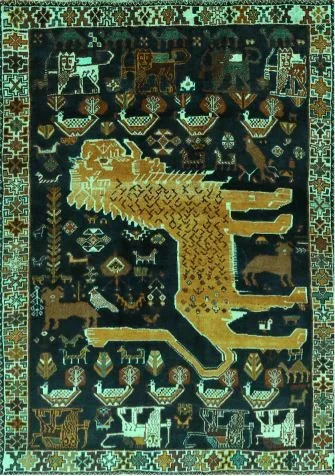 2×5 Runner Turquoise Machine Washable Animal Traditional Rug