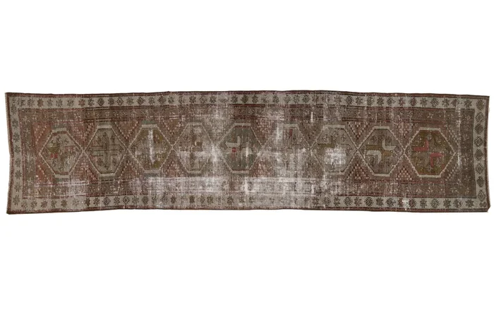 2.5×11 Vintage Distressed Caucasian Rug Runner