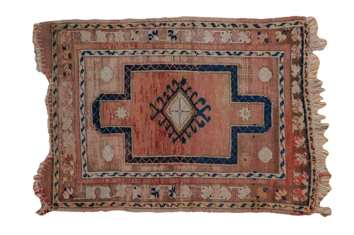 2.5×3 Vintage Distressed Anatolian Square Rug