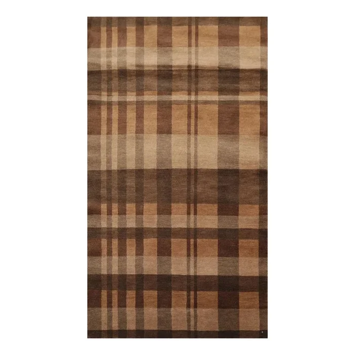 2’11” x 4’10” Hand Knotted Tibetan Wool Graphic Modern Oriental Area Rug Brown