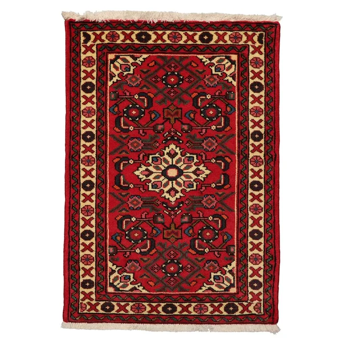 2’2”x3’3” Hand Knotted Wool Rust Abadeh Traditional Rug