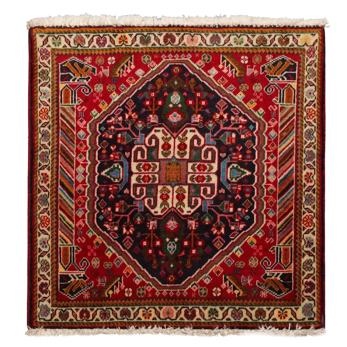 2’3”x2’3” Square Hand Knotted Wool Navy Abadeh Traditional Rug