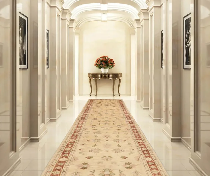 2’6”x10’6” Beige, Rust Hand Knotted 100% Wool Chobi Peshawar Traditional Oriental Area Rug Runner