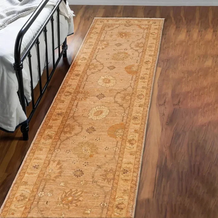 2’8”x10’8” Tan, Caramel Hand Knotted 100% Wool Peshawar Traditional Oriental Area Rug Runner