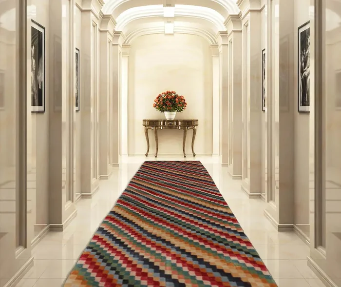 2’9”x12’2” Runner Red Hand Knotted Tibetan 100% Wool Designer Modern & Contemporary Oriental Area Rug
