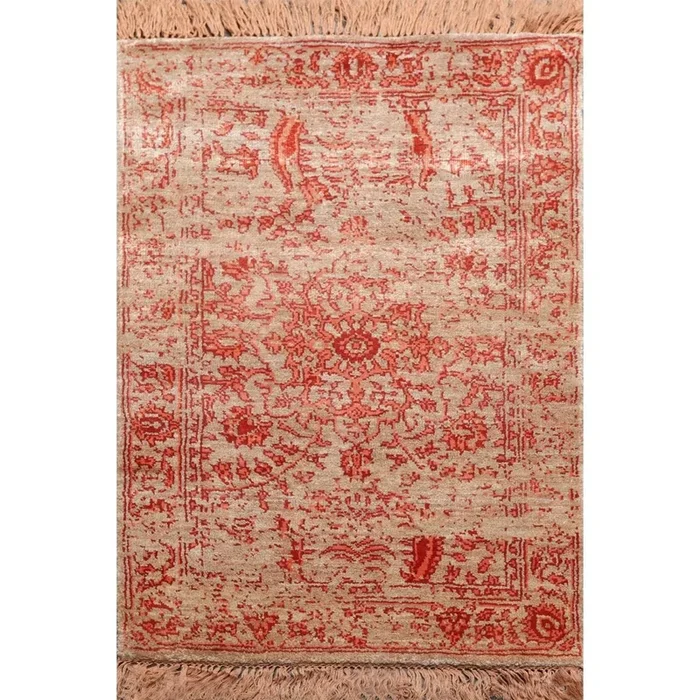 2′ x 3′ Hand Knotted 100% Viscose Modern Tibetan Oriental Area Rug Taupe