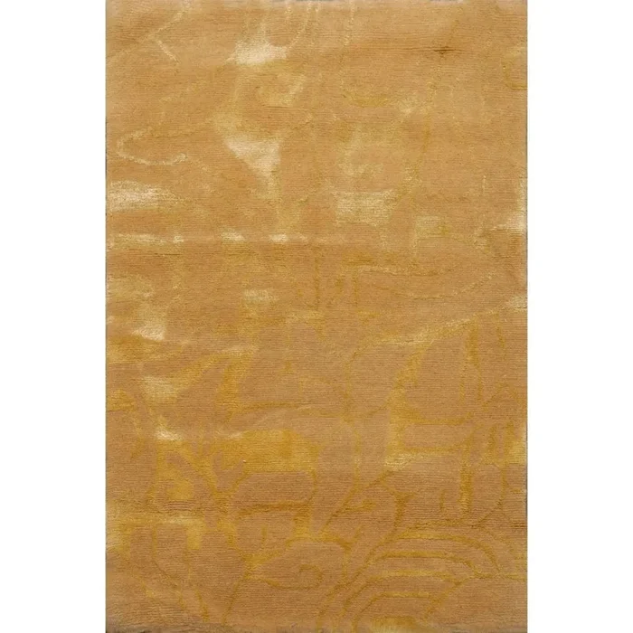 2′ x 3′ Modern Tibetan Wool and Silk Oriental Area Rug Gold
