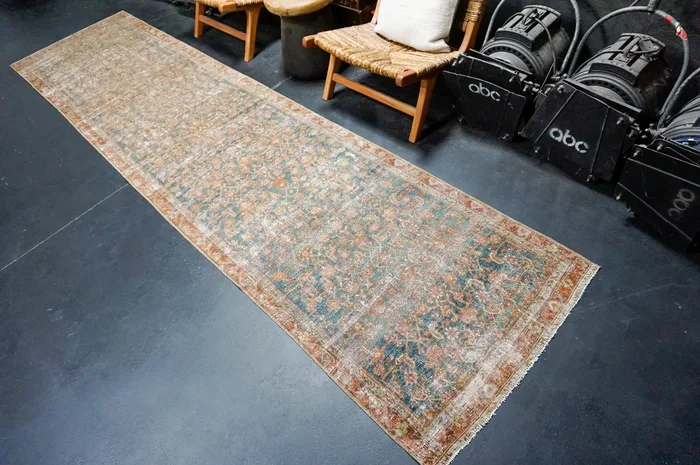 3’2 x 13’2 Classic Vintage Runner Muted Deep Denim Blue, Graphite & Copper SB ‘4997