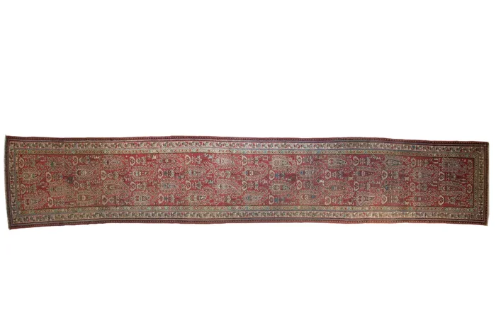 3×14.5 Vintage Distressed Fragment Malayer Rug Runner