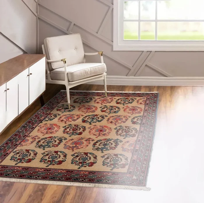 3×5 Beige,Rust Hand Knotted Tibetan 100% Wool Transitional Oriental Area Rug