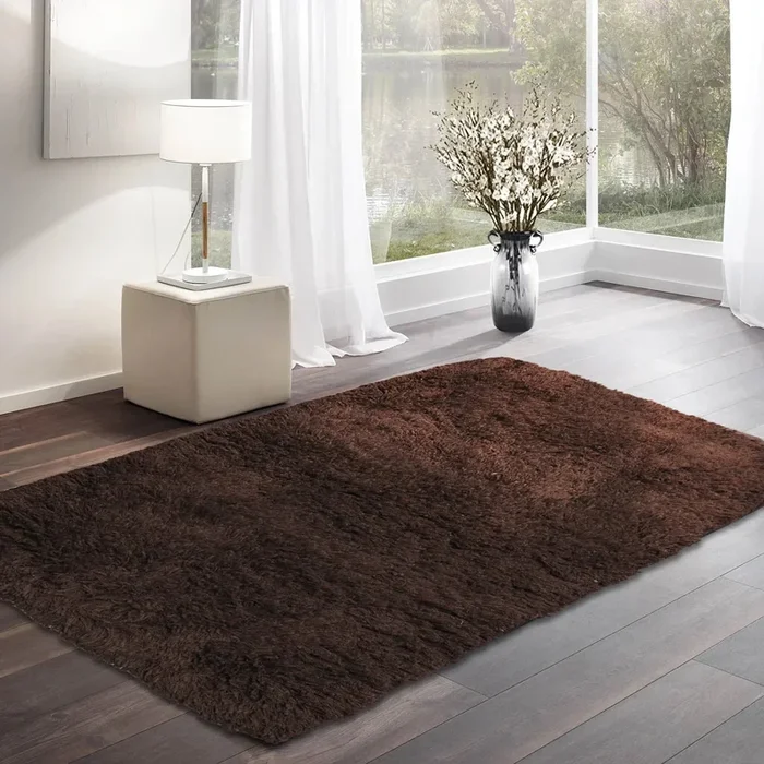 3×5 Chocolate Handmade Shag 100% Wool Modern & Contemporary Oriental Area Rug