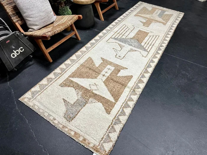 3’4 x 10’11 Herki Runner Cream, Gray & Light Brown ‘4919