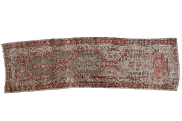 3.5×11 Vintage Distressed Heriz Rug Runner
