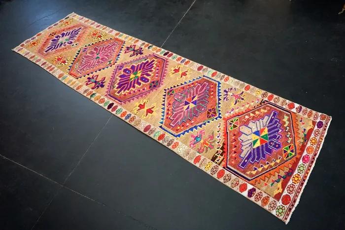 3’5 x 12’3 Bright Turkish Runner MCM Fuscia Runner Bohemian ‘2390