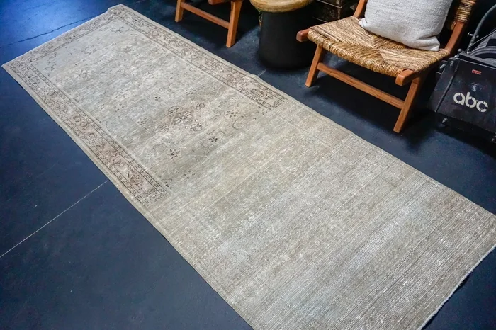 3’7 x 10’9 Vintage Runner Muted Beige, Copper & Brown SB ‘4457