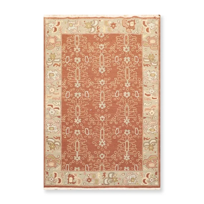 3’10” x 5’10” Hand Knotted Wool Reversible Panel Area Rug Brown