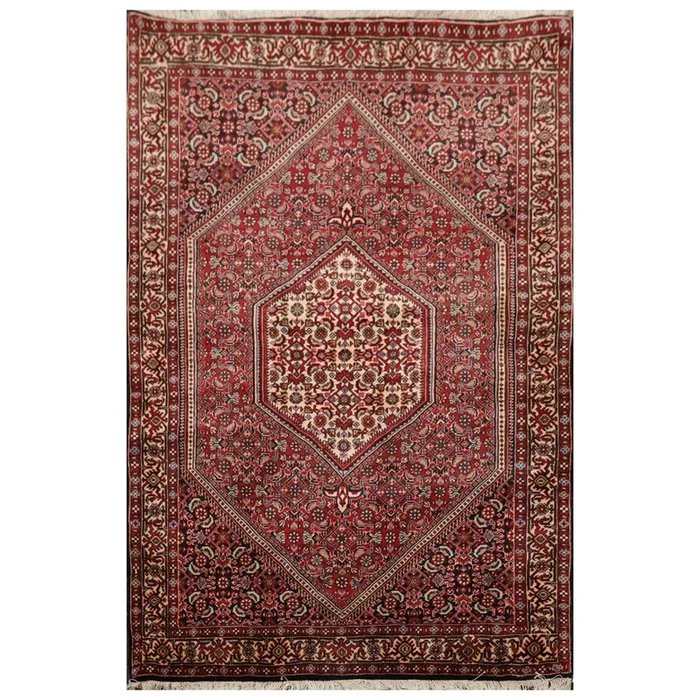 3’10″x5’10 Authentic Hand Knotted 100% Wool Bidjar Traditional Area Rug Ivory