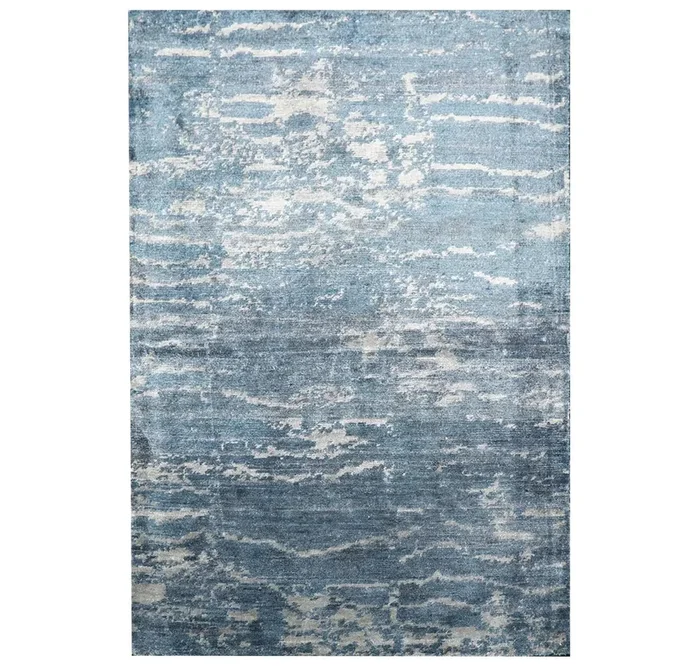 3’11” x 5’9” Hand Knotted Tibetan Wool Hip Designer Oriental Area Rug Blue