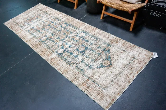 3’4 x 9’7 Classic Vintage Runner Muted Indigo, Gray & Burnt Spice SB ‘5019