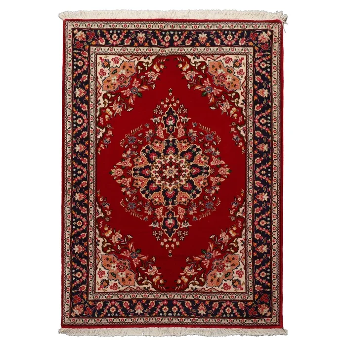 3’6”x5 Hand Knotted Wool Red Tabriz Traditional 200 KPSI Rug