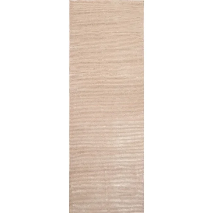 3’6″ x 9’11” Runner Hand Knotted Wool & Viscose Tibetan Area Rug Beige
