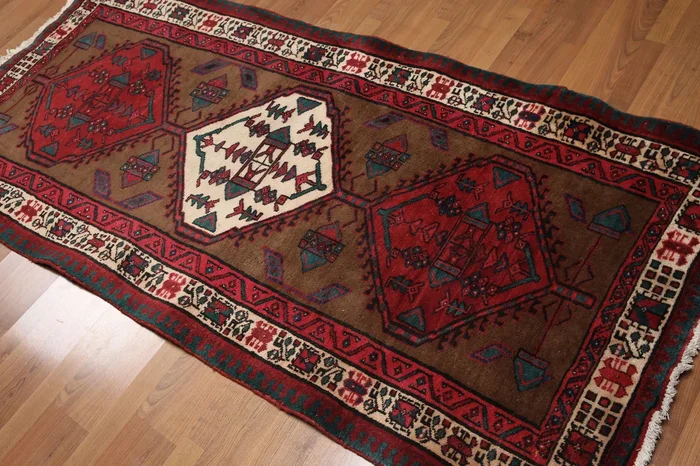3’7″x7’9″ Burgundy Hand Made Traditional 100% Wool Oriental Area Rug