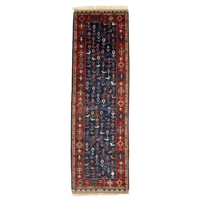 3′ 1″ x 9′ 9″ (03×10) Afghan Khamseh Wool Rug #016945