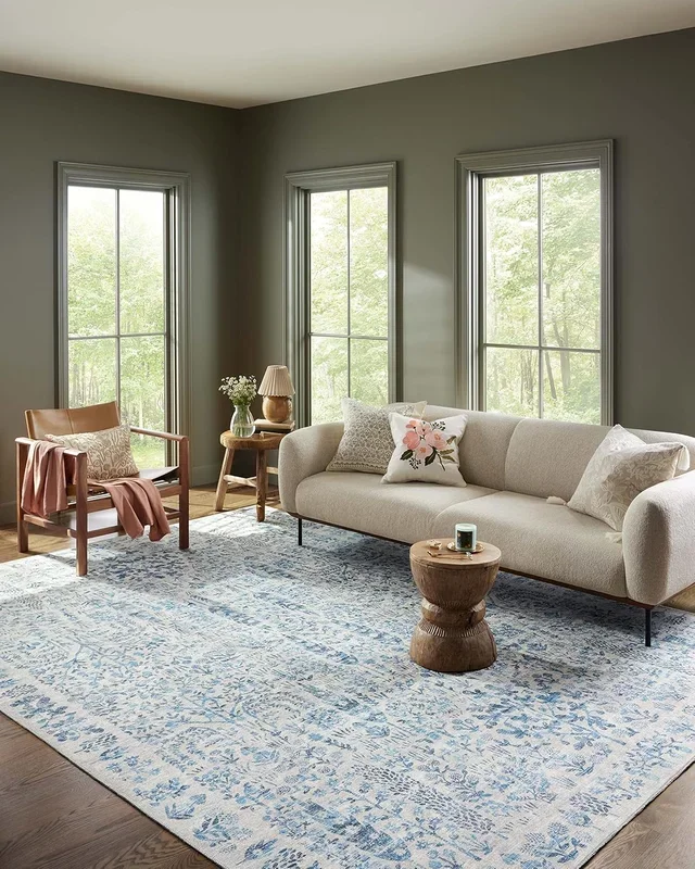 3′-9″ x 5′-6″ Blue .19″ Pile Height, Accent Rug by Loloi Rifle Paper Co. Maison Collection