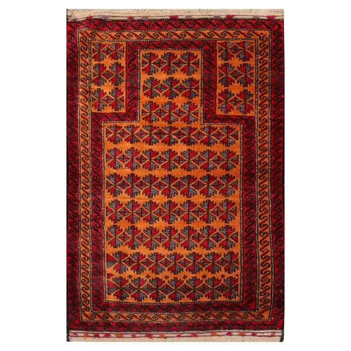 3′ x 4’7″ Hand Knotted 100% Wool Tribal Traditional Oriental Area Rug Orange Red