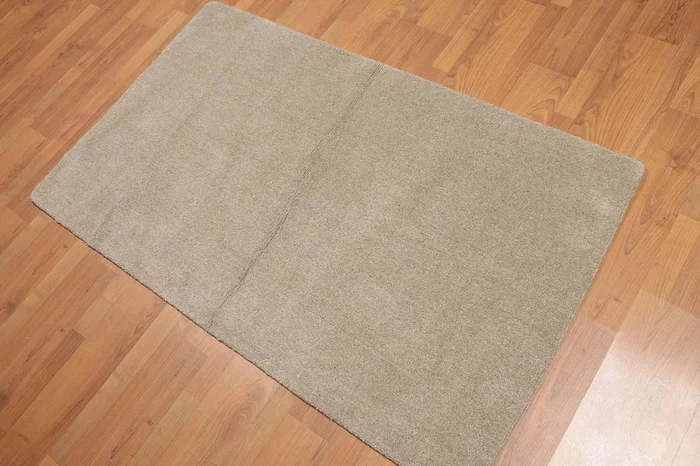 3′ x 5′ Dirty Beige Hand Knotted Solid 100% Wool Pile area rug Beige