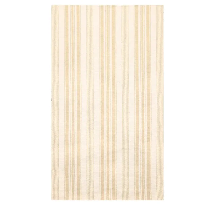 3′ x 5′ Hand Woven Dhurry Kilim Flatweave Wool Stripes Oriental Area Rug Beige
