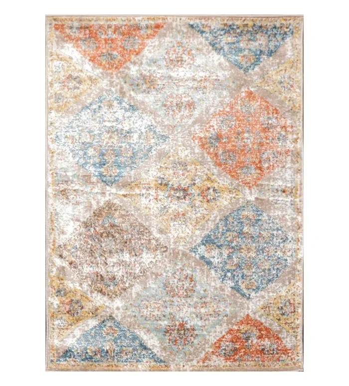 3′ x 5′ Loom Bloom Lara Modern Oriental Area Rug Taupe, White, Burnt Orange