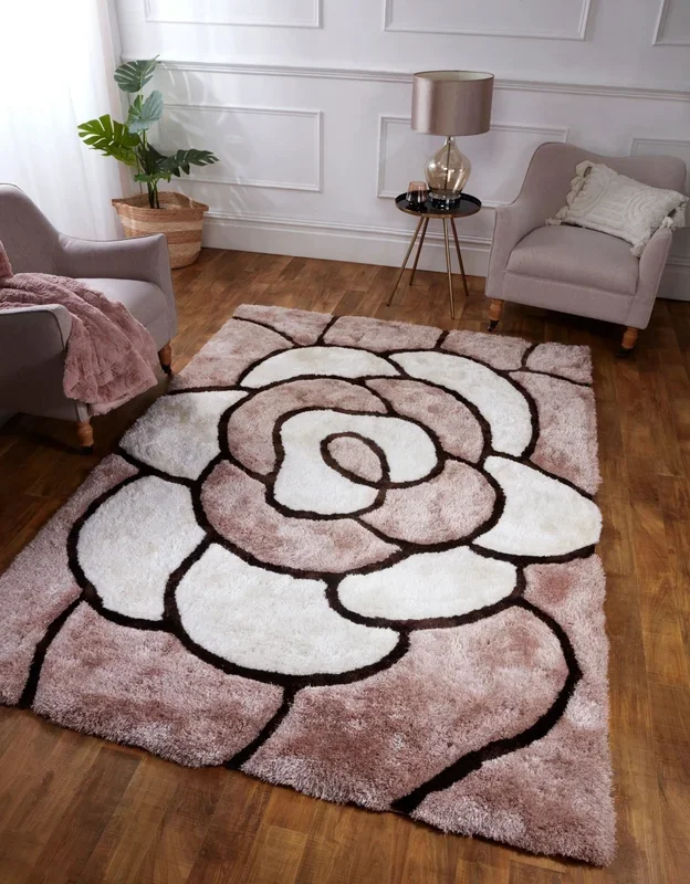 3D Carved Rose Natural Rug