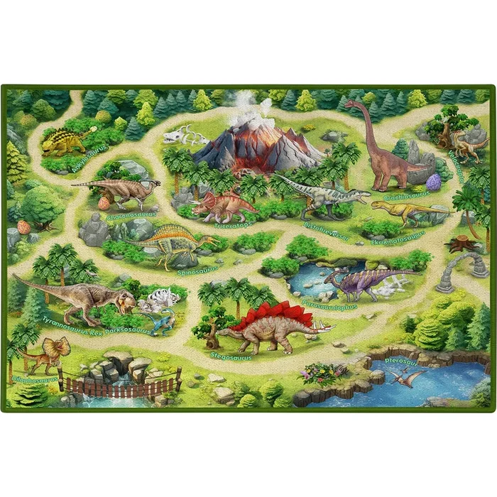 3D Dinosaur World Adventure Map Kids Rug